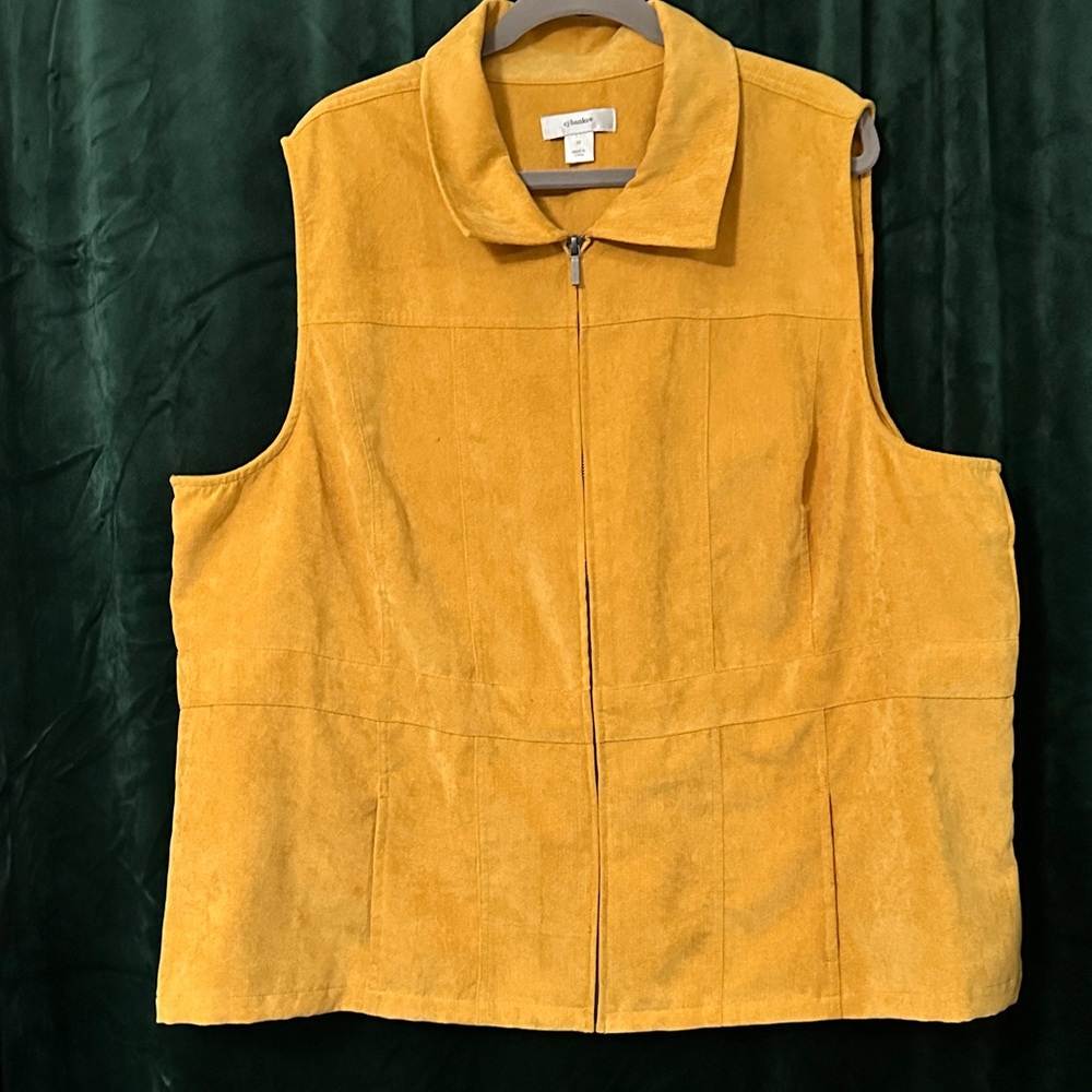 Yellow Suede Zip Front Vest